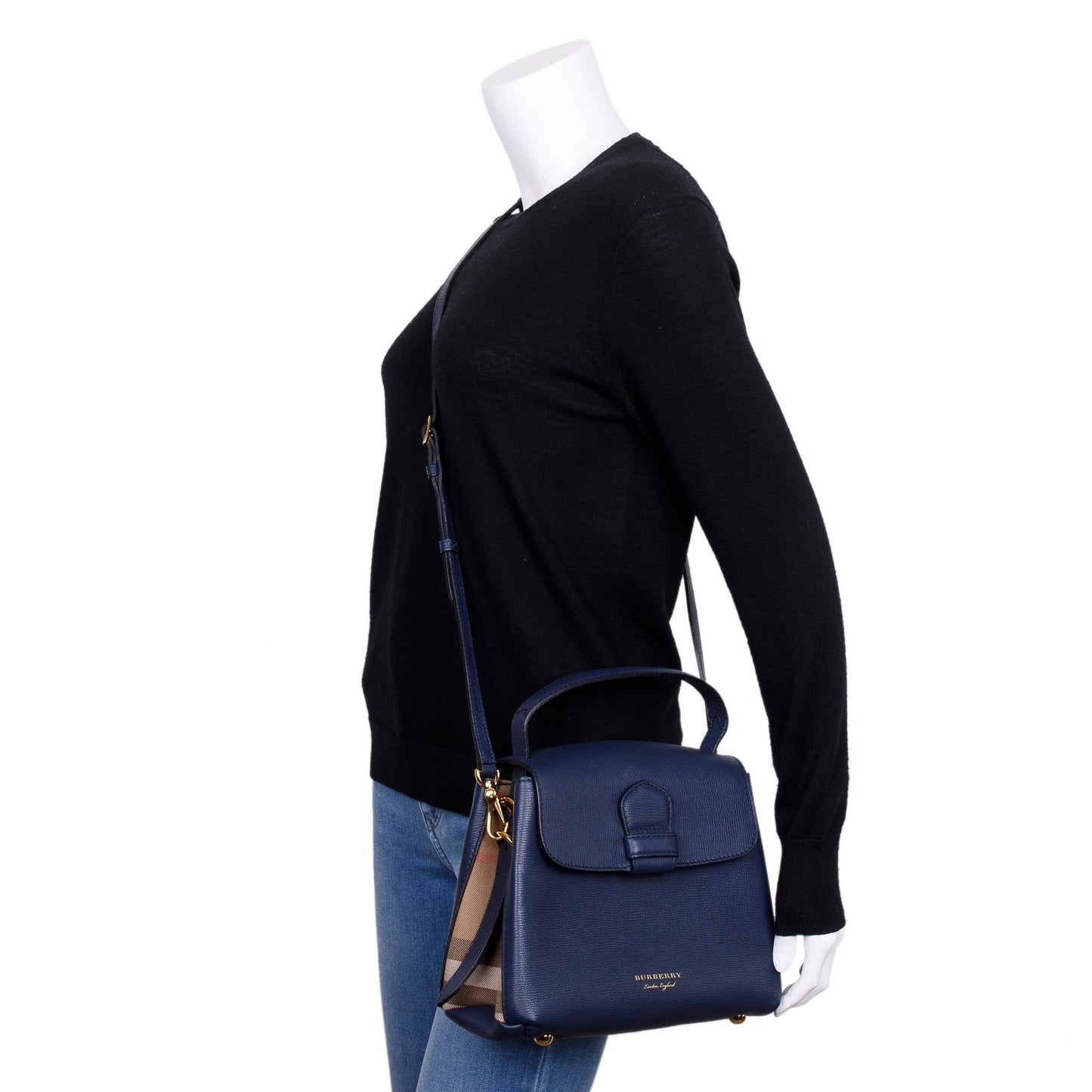 Burberry Blue Calfskin Small Camberley Bag