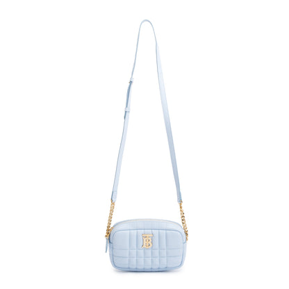 Burberry Blue Quilted Calfskin Leather TB Camera Crossbody Bag