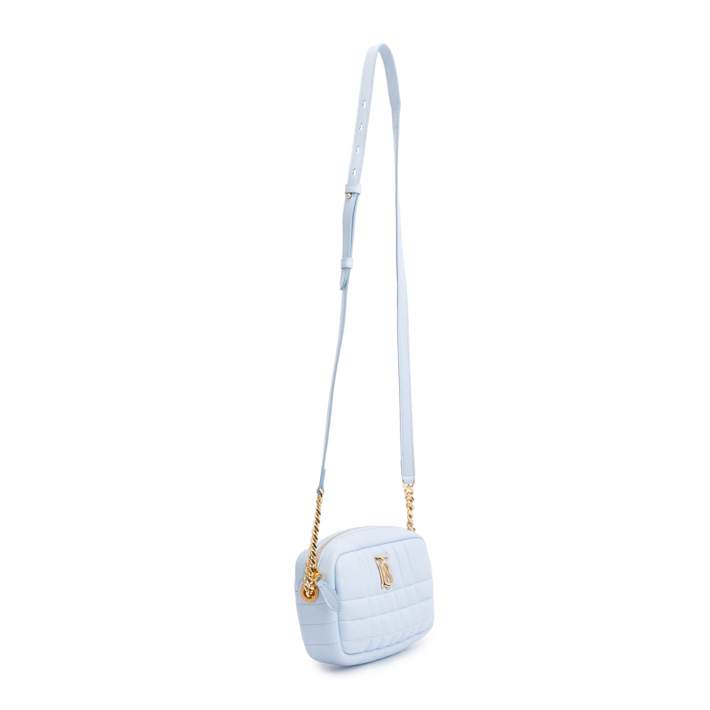 Burberry Blue Quilted Calfskin Leather TB Camera Crossbody Bag