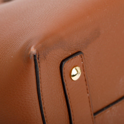 Burberry Brown Grained Calfskin Leather Medium Belt Tote Bag