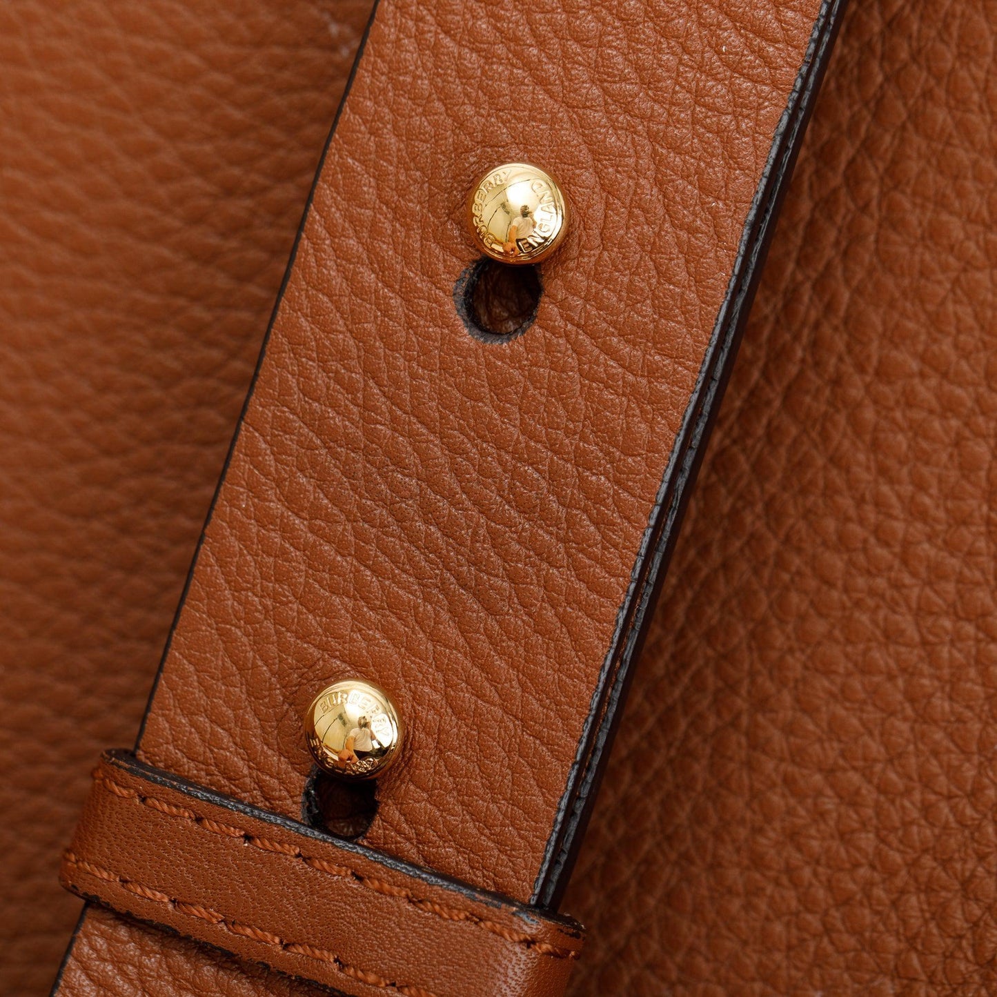 Burberry Brown Grained Calfskin Leather Medium Belt Tote Bag