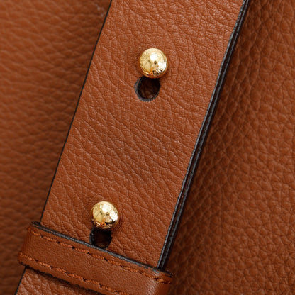 Burberry Brown Grained Calfskin Leather Medium Belt Tote Bag