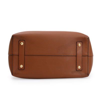 Burberry Brown Grained Calfskin Leather Medium Belt Tote Bag