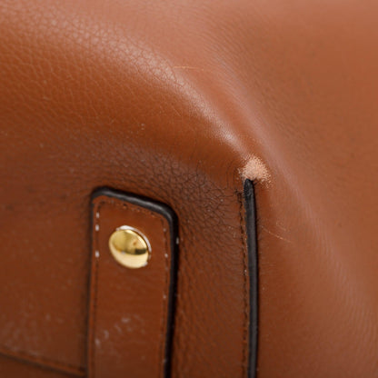 Burberry Brown Grained Calfskin Leather Medium Belt Tote Bag