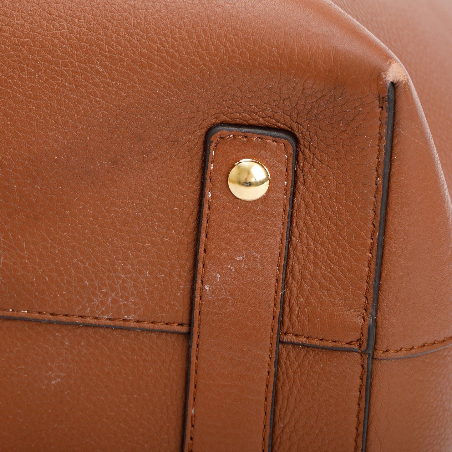 Burberry Brown Grained Calfskin Leather Medium Belt Tote Bag