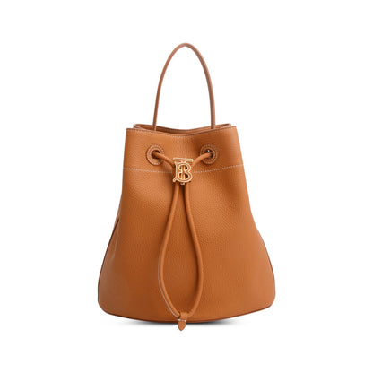 Burberry Brown Grained Leather Small TB Bucket Bag