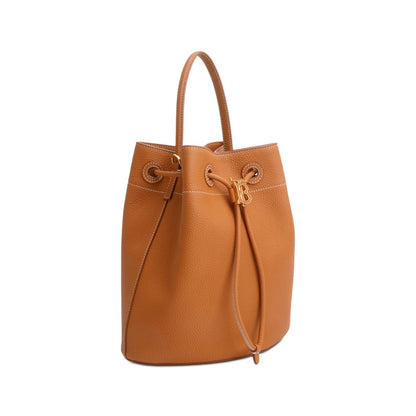 Burberry Brown Grained Leather Small TB Bucket Bag