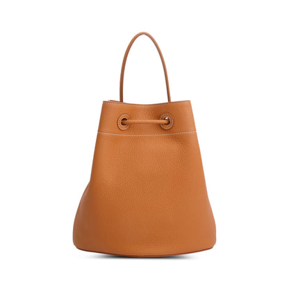 Burberry Brown Grained Leather Small TB Bucket Bag