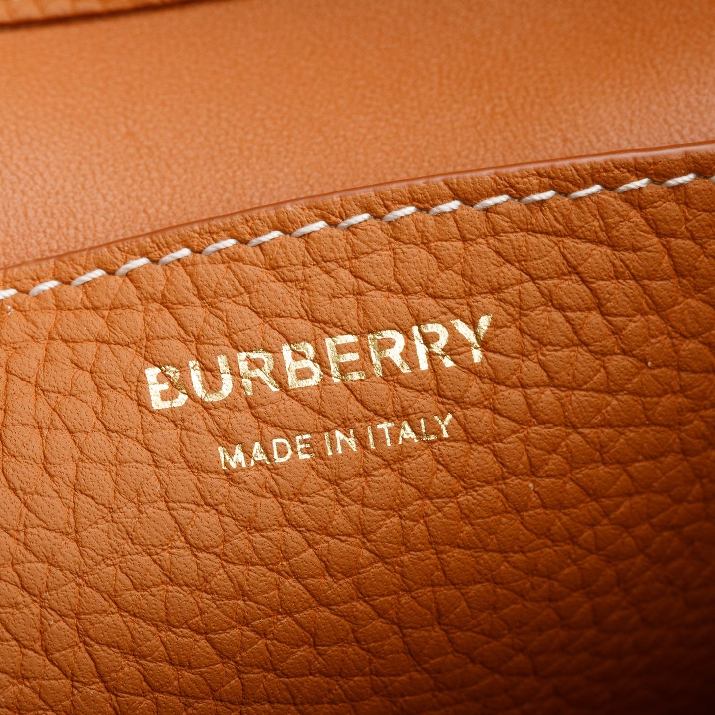Burberry Brown Grained Leather Small TB Bucket Bag