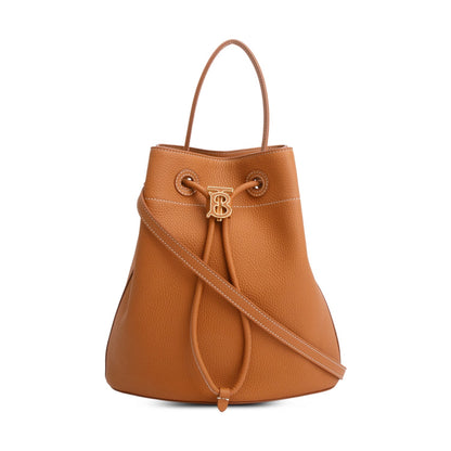 Burberry Brown Grained Leather Small TB Bucket Bag
