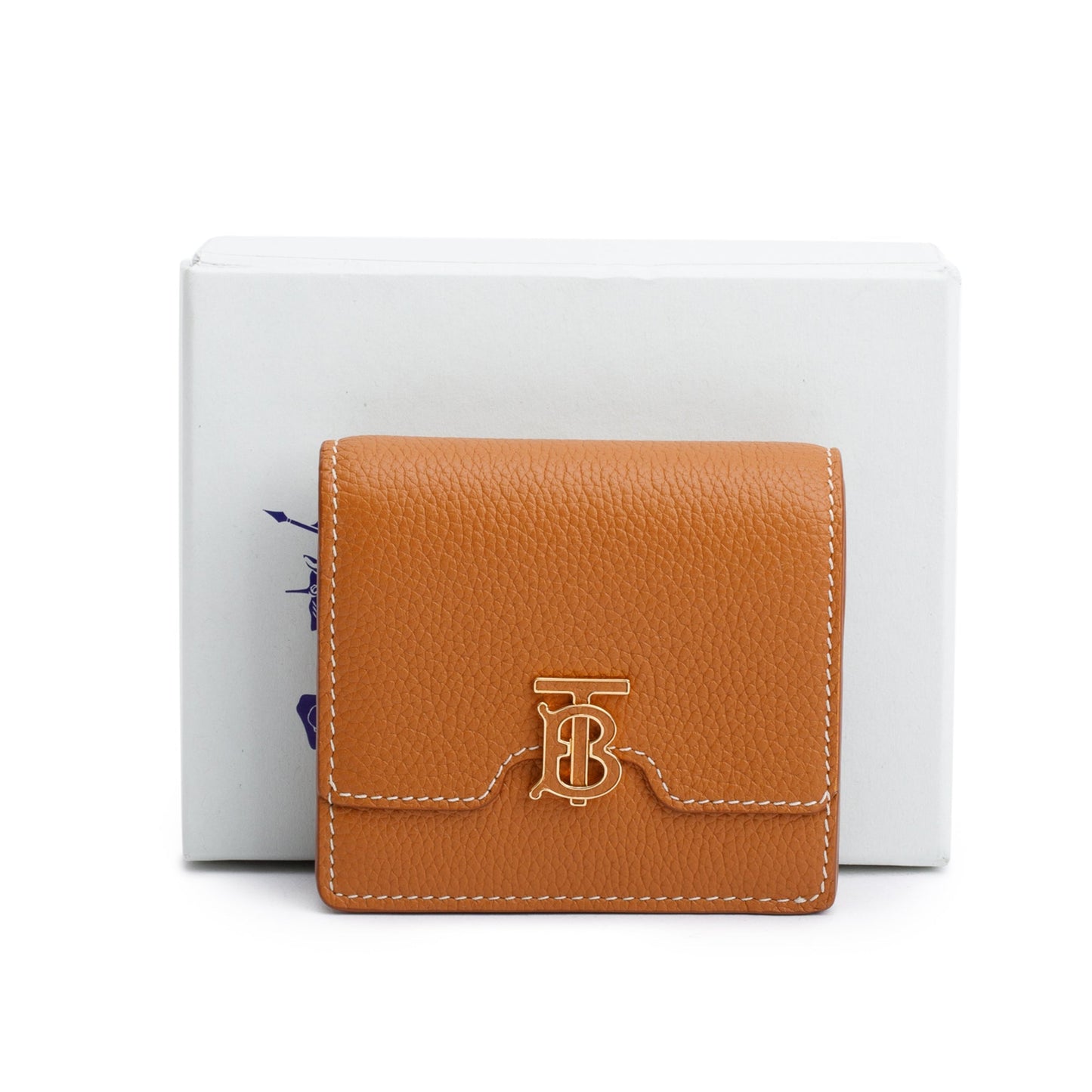 Burberry Brown Leather TB Compact Wallet