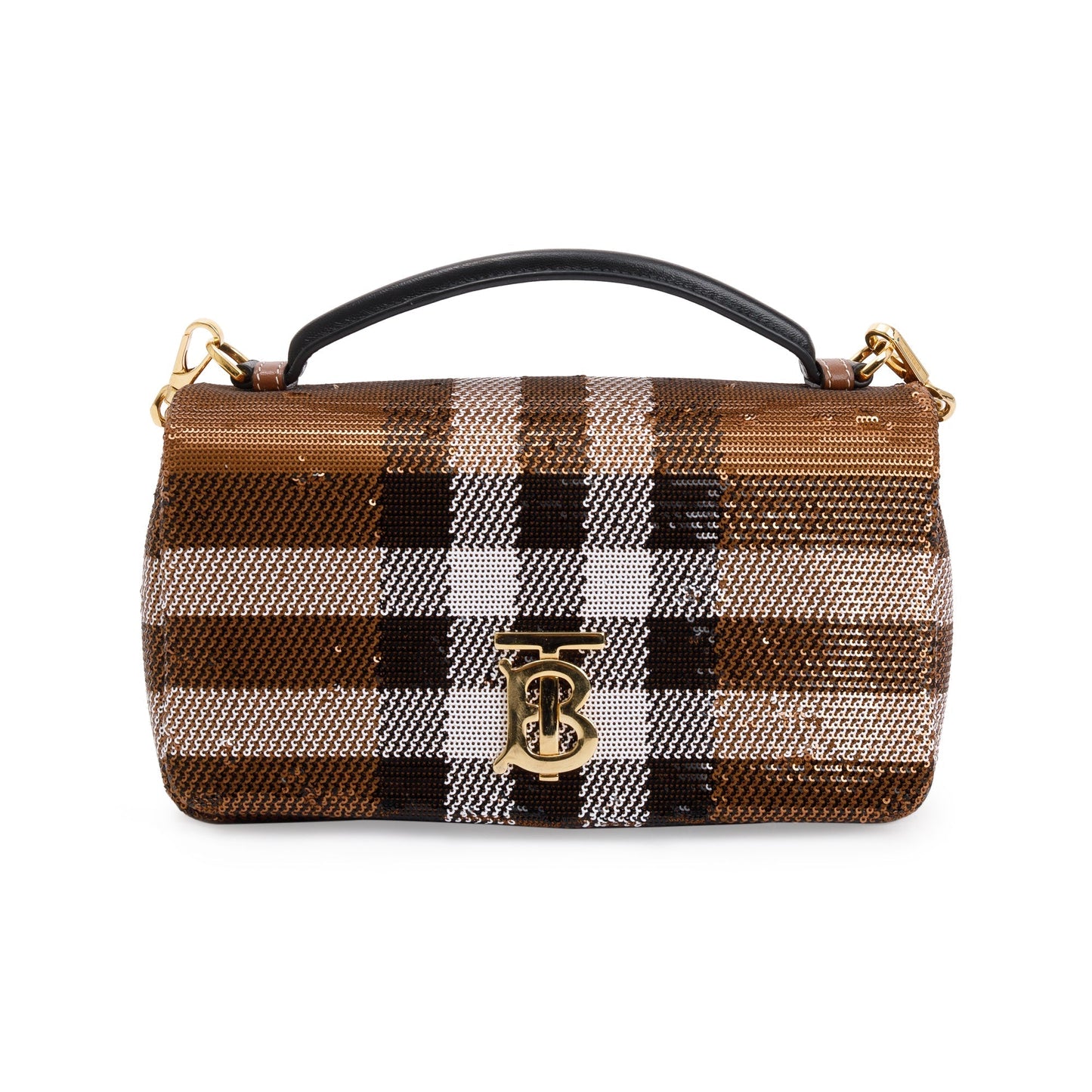 Burberry Brown Sequin Check Small Lola TB Shoulder Bag