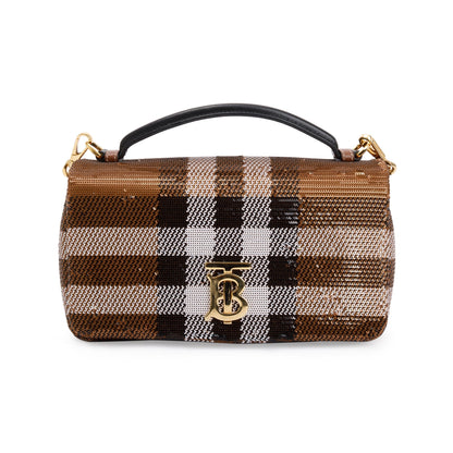 Burberry Brown Sequin Check Small Lola TB Shoulder Bag