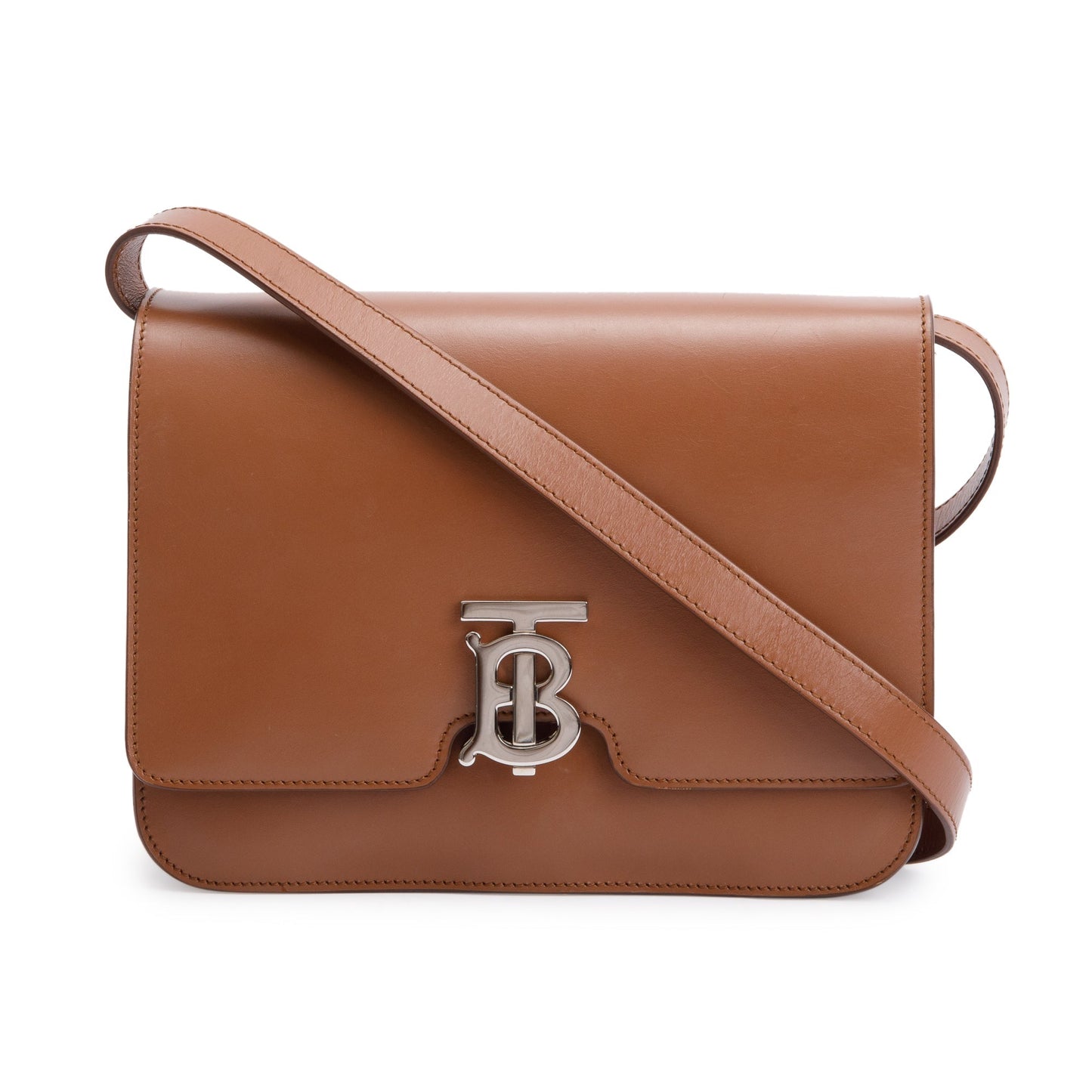 Burberry Brown Smooth Calfskin Leather Medium TB Shoulder Bag