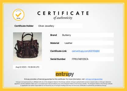 Burberry Burgundy Calfskin Leather Cartridge Pleated Lowry Tote
