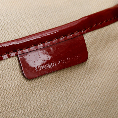 Burberry Burgundy Patent Heart Print Supernova Coated Canvas Nickie Tote Bag
