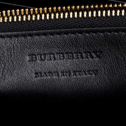 Burberry Check Canvas Black Leather Trim Derby Continental Zip Wallet