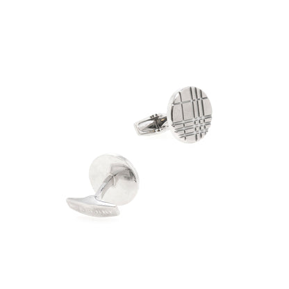 Burberry Check-Engraved Round Cufflinks