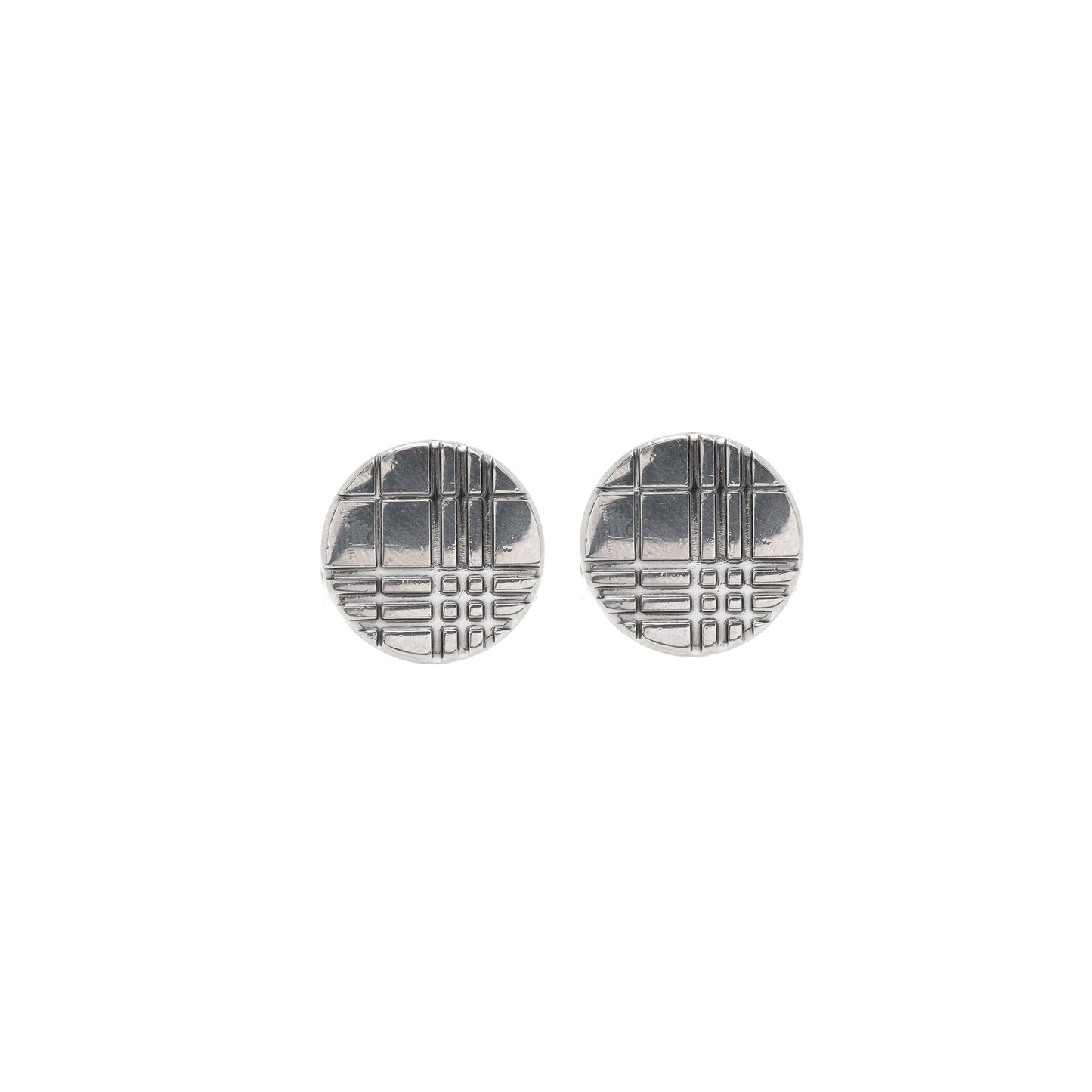 Burberry Check-Engraved Round Cufflinks
