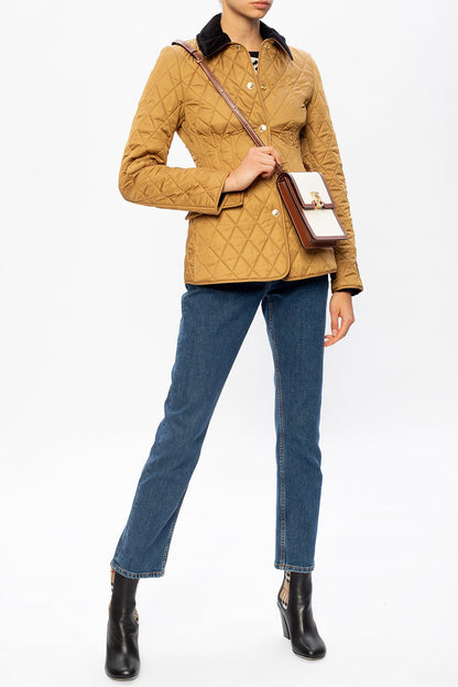 BURBERRY CORDUROY COLLAR DIAMOND QUILTED BARN JACKET