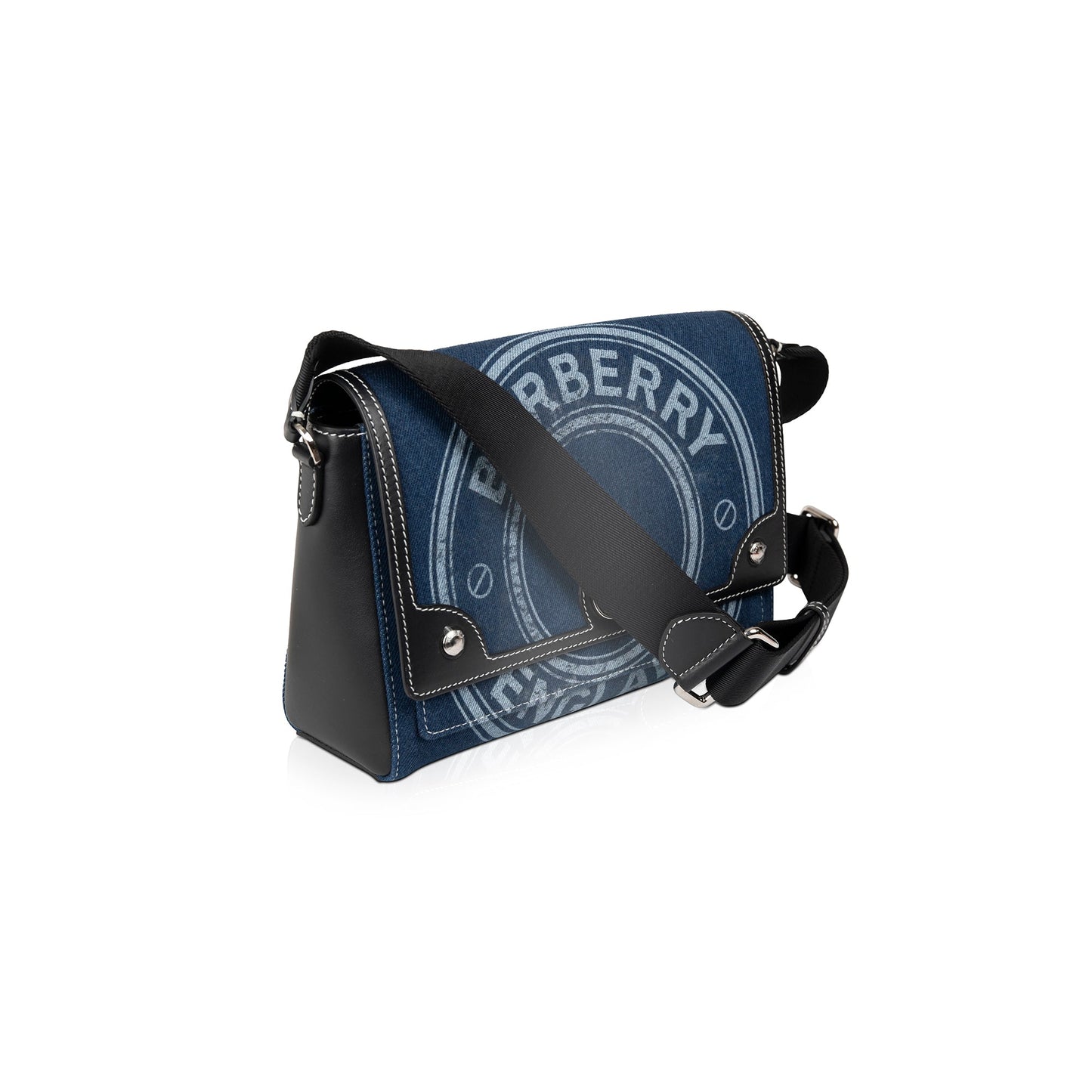 Burberry Denim Logo Print Note Crossbody