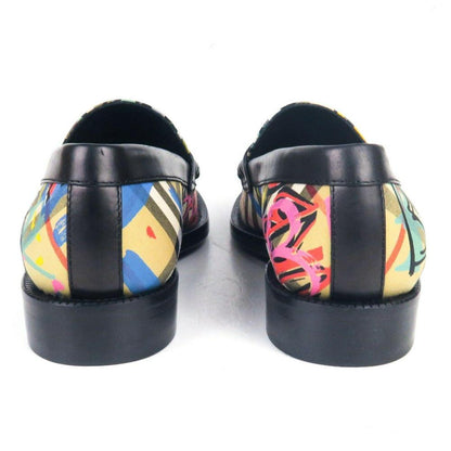 Burberry Blue Graffiti Check Loafers