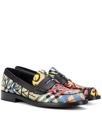 Burberry Blue Graffiti Check Loafers