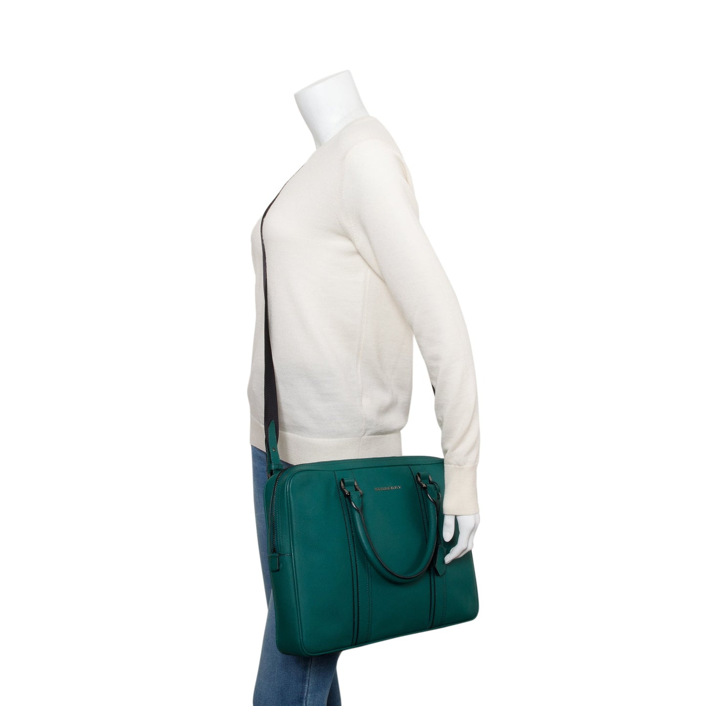 Burberry Green Newburg Leather Briefcase