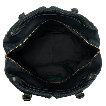 Burberry Green Pleated Stitched Leather Rosaville Bowling Bag