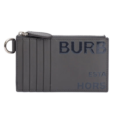 Burberry Grey Calfskin Leather Logo Alwyn Lanyard Card Case