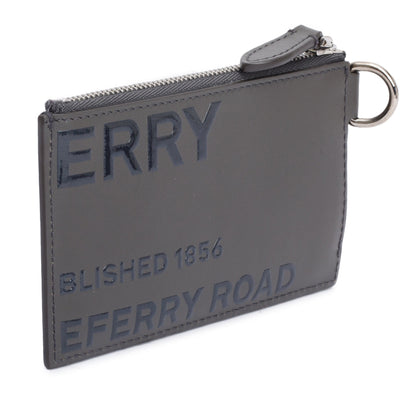 Burberry Grey Calfskin Leather Logo Alwyn Lanyard Card Case