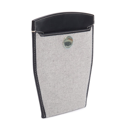 Burberry Grey Canvas Black Leather Mini Society Phone Holder Crossbody