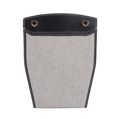 Burberry Grey Canvas Black Leather Mini Society Phone Holder Crossbody