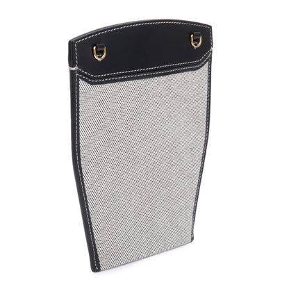 Burberry Grey Canvas Black Leather Mini Society Phone Holder Crossbody