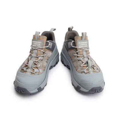 Burberry Grey Rubber House Check Canvas Arthur Sneakers, Size 39