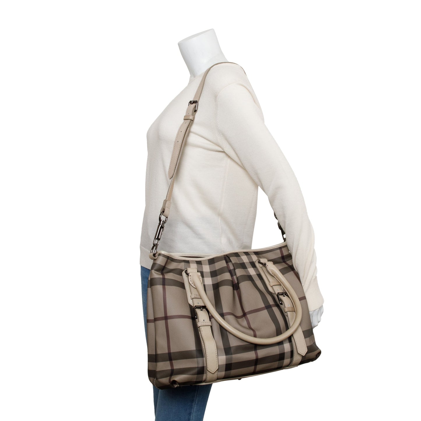 Burberry Grey Smoke Checked Medium Northfield Tote