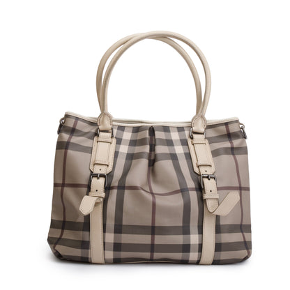 Burberry Grey Smoke Checked Medium Northfield Tote