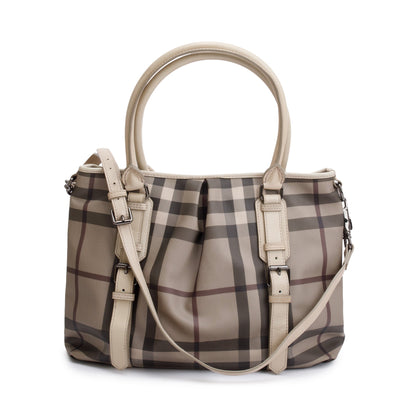 Burberry Grey Smoke Checked Medium Northfield Tote