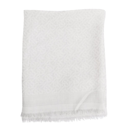Burberry Grey TB Print Silk Wool Scarf