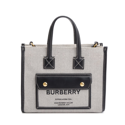 Burberry Greyl Canvas and Black Leather Trim Mini Freya Tote Bag