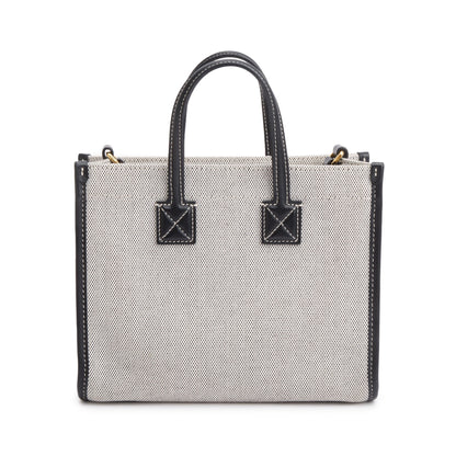 Burberry Greyl Canvas and Black Leather Trim Mini Freya Tote Bag