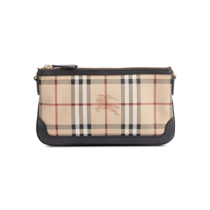 Burberry Haymarket Check Brown Small Peyton Crossbody Bag