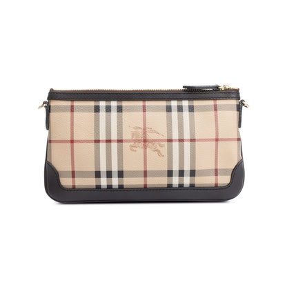 Burberry Haymarket Check Brown Small Peyton Crossbody Bag