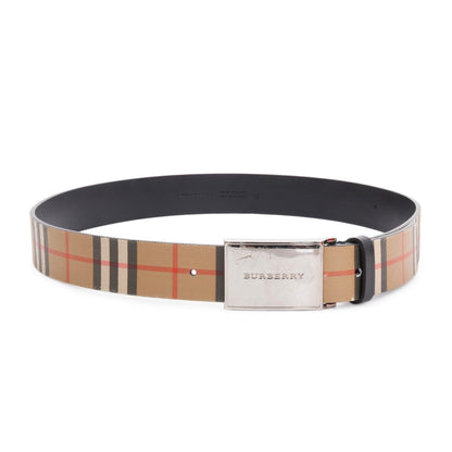Burberry Haymarket Check and Leather Belt