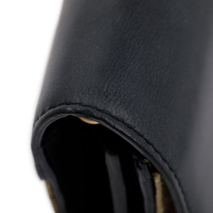 Burberry House Check Black Calfskin Leather Henley Wallet on Chain