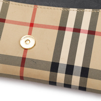 Burberry House Check Black Calfskin Leather Henley Wallet on Chain