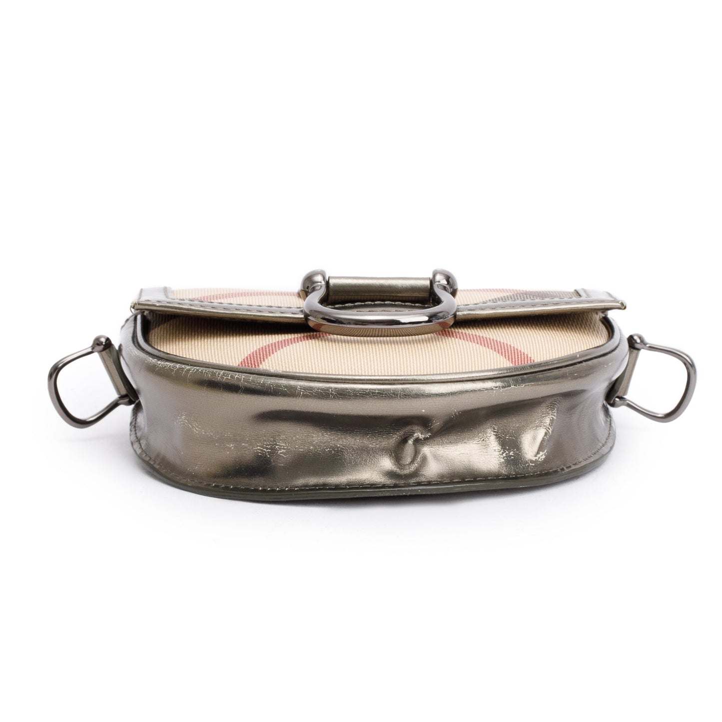 Burberry House Check Metallic Leather Trimmed Mini Crossbody Bag