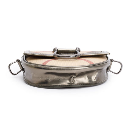 Burberry House Check Metallic Leather Trimmed Mini Crossbody Bag