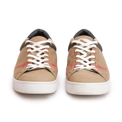 Burberry House Check and Leather Sneakers, Size 44