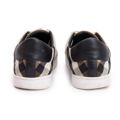 Burberry House Check and Leather Sneakers, Size 44